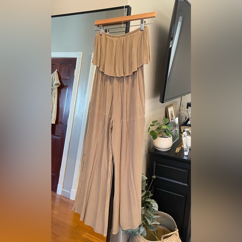 Elan Tan Strapless Jumpsuit